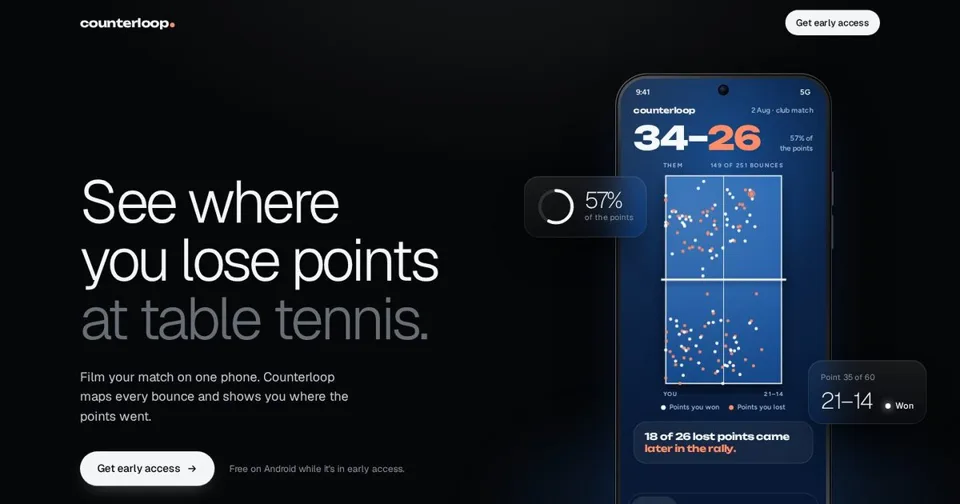 Counterloop, the table tennis coach app